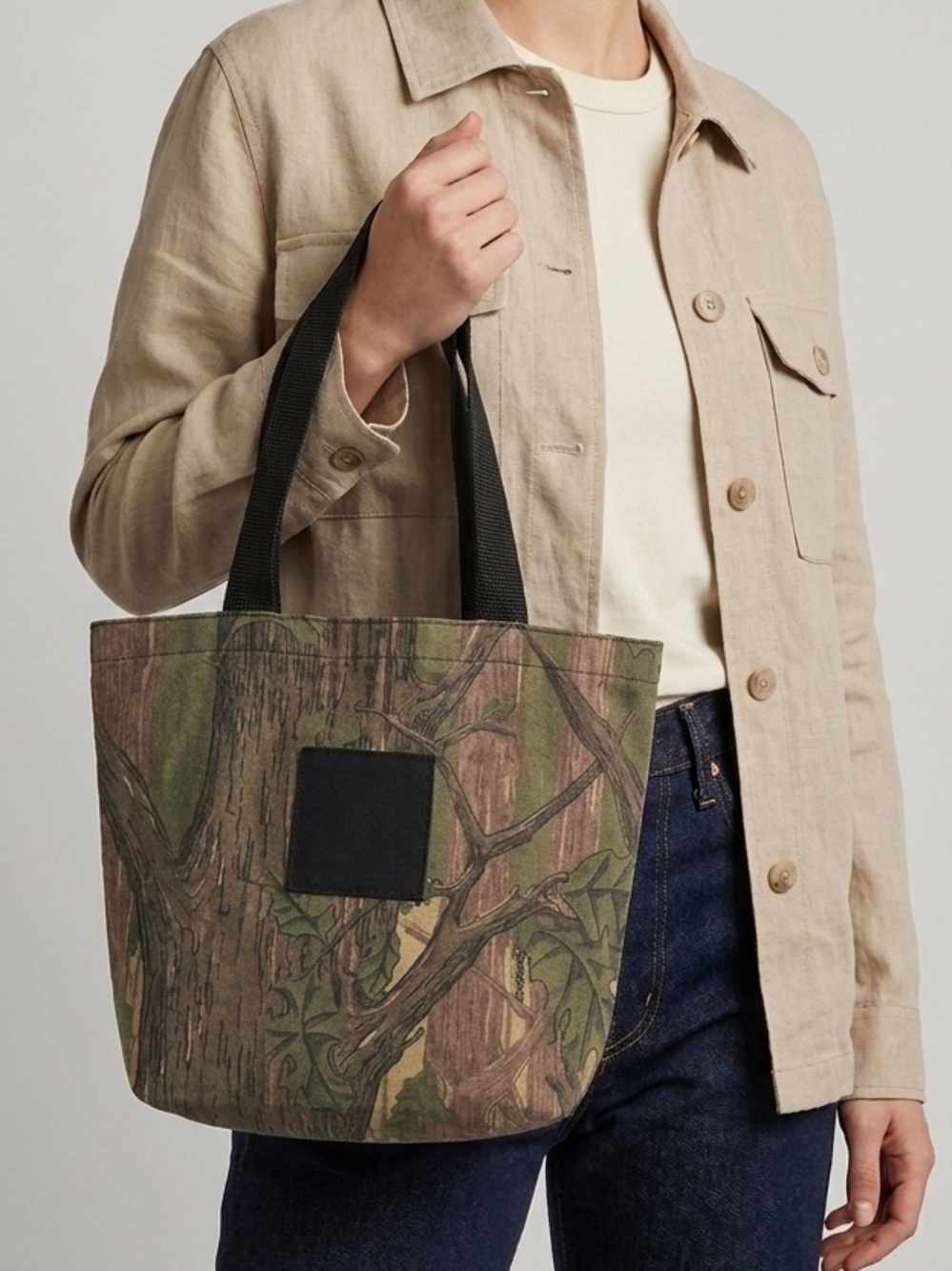 Vintage Canvas Tote Bag in Woodland Camouflage